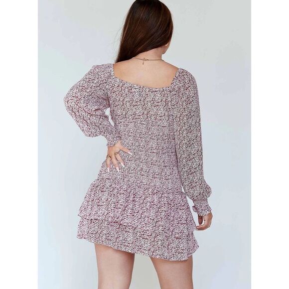 Princess Polly CARRILLO smocked long sleeve floral MINI DRESS size 2 - Picture 2 of 13
